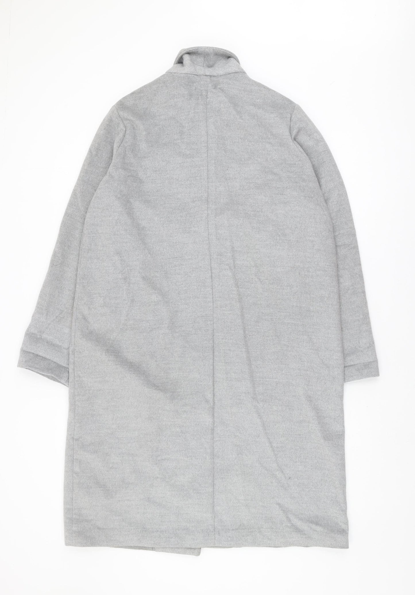 H&M Womens Grey Coat Size 14 Long Collared Casual