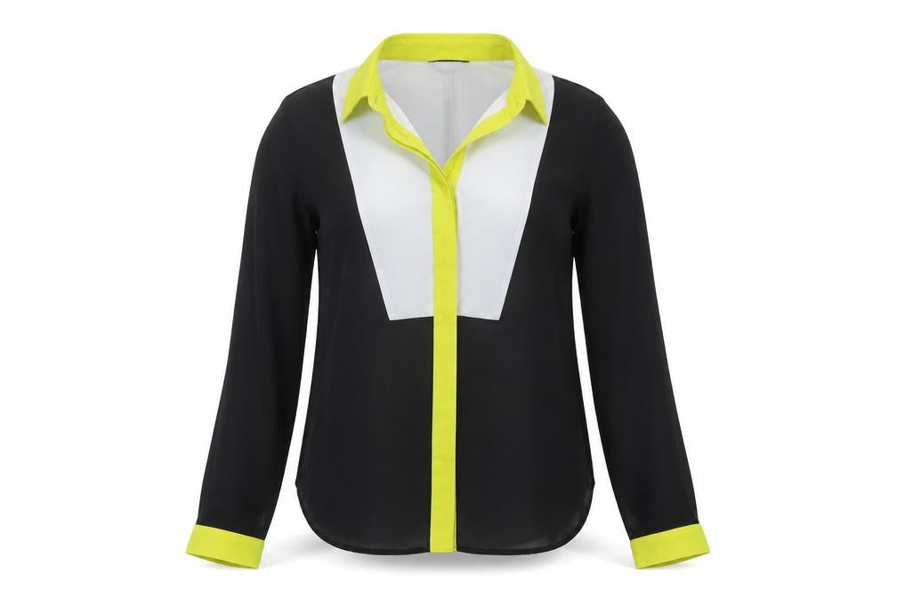 Dorothy Perkins Women's Black Colourblock Button-Up Shirt