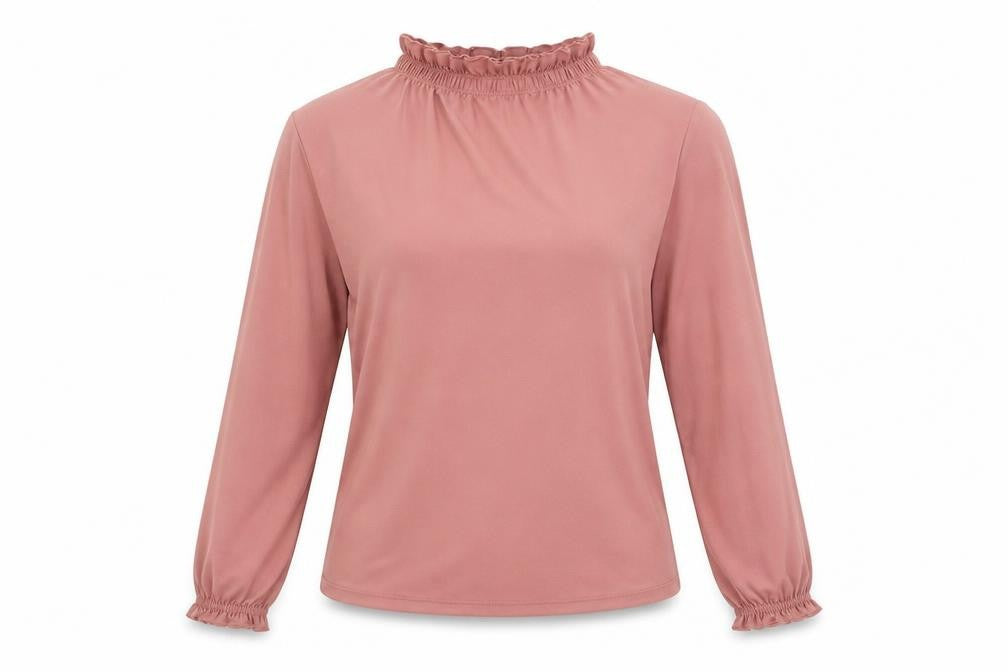 Zara Women's Pink High Neck Blouse Long Sleeve