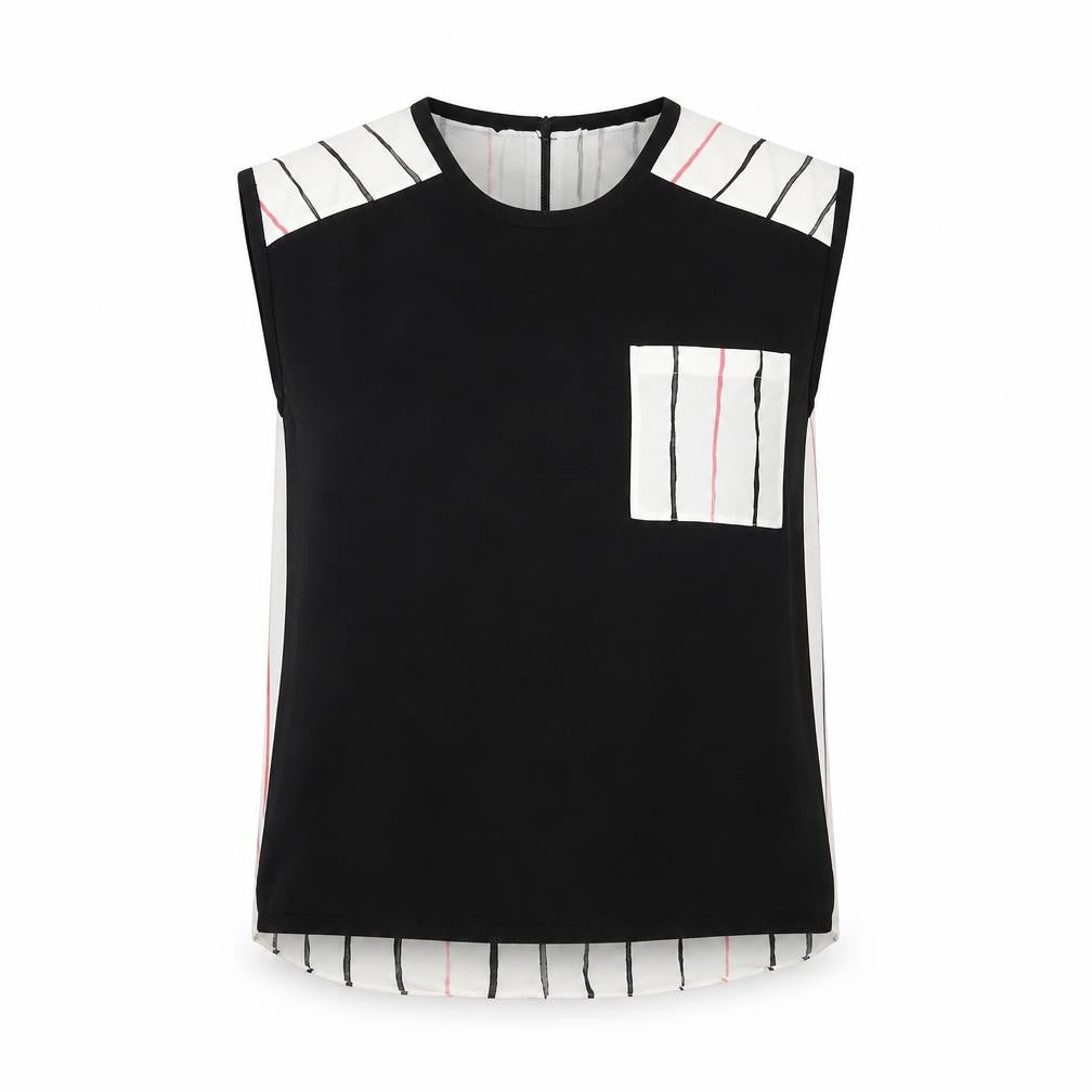 Next Women's Black & White Striped Sleeveless Blouse