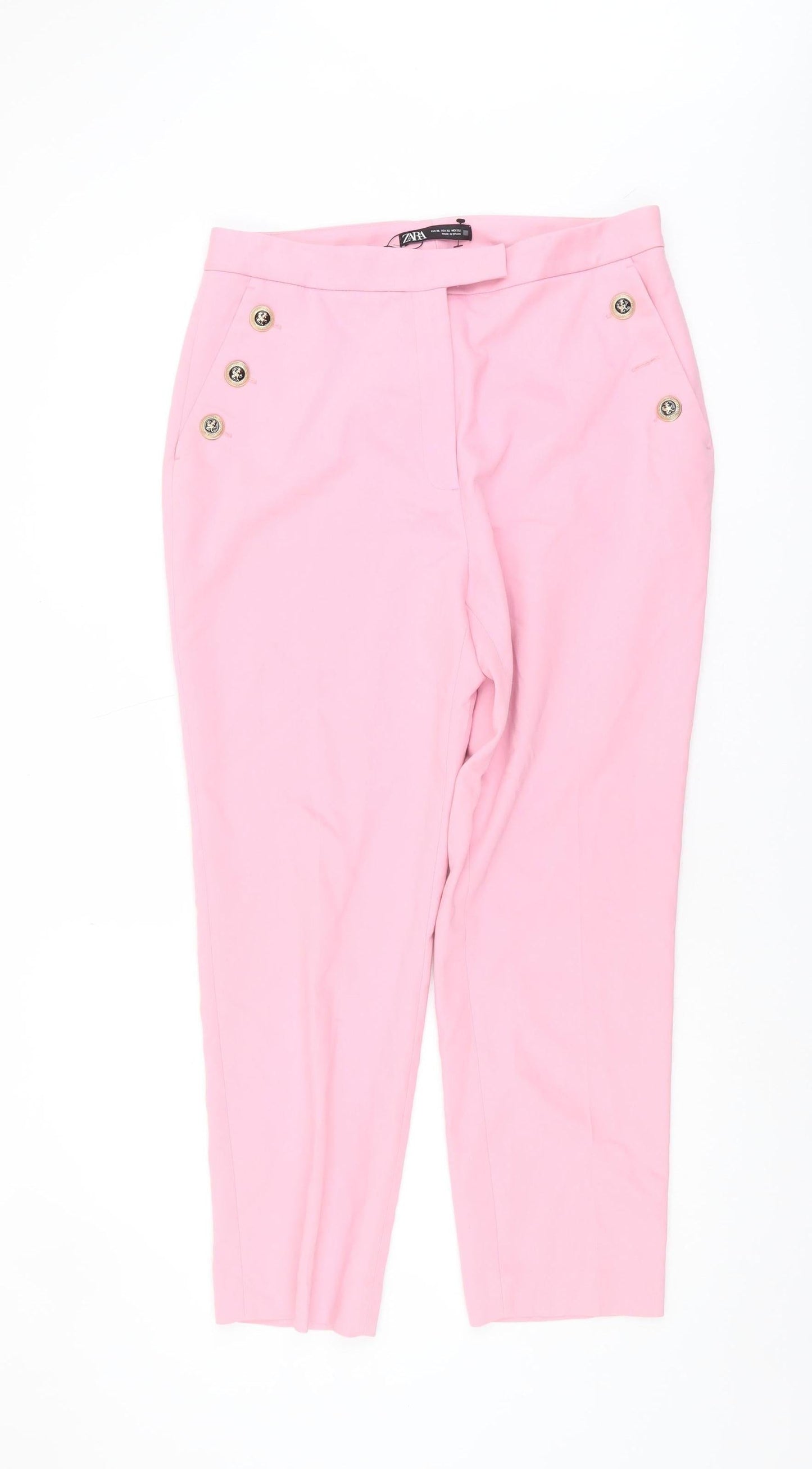 Zara Women's Pink Buttoned Trousers XL