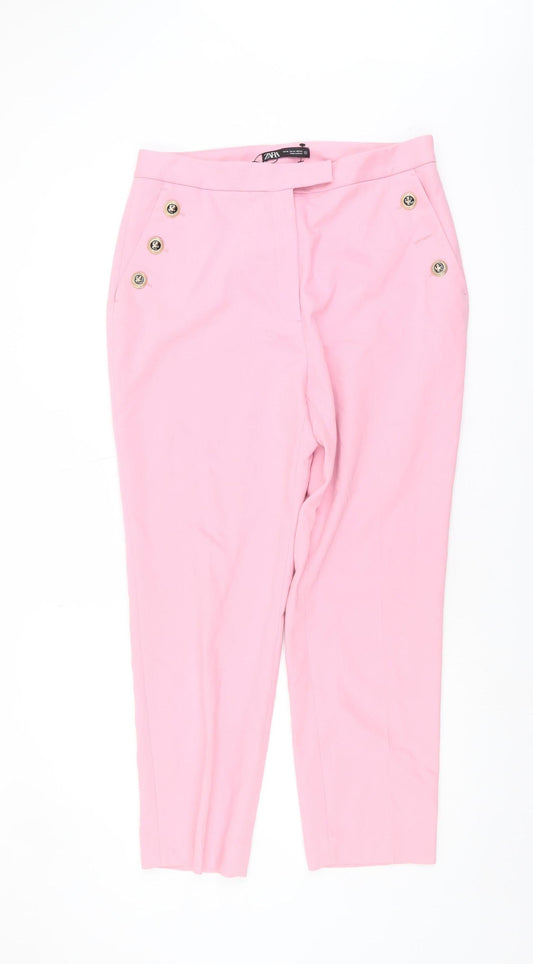 Zara Women's Pink Buttoned Trousers XL