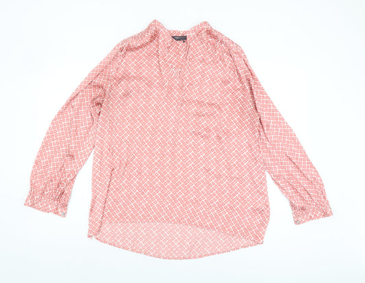 Marks and Spencer Women's Red Geometric Blouse Size 10