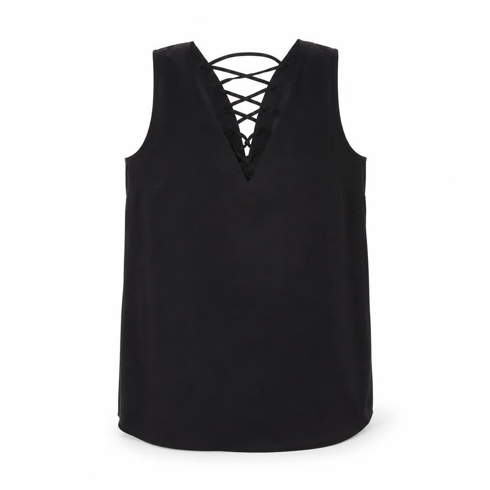 River Island Women's Black Lace-Up Tank Top