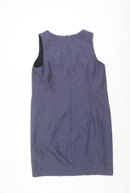 Next Women's Blue Sheath Dress, Size 8, V-Neck Sleeveless