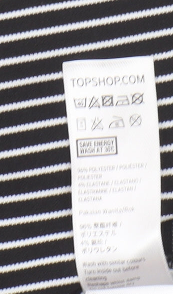 Topshop Women's Striped Black Skater Skirt Size 8