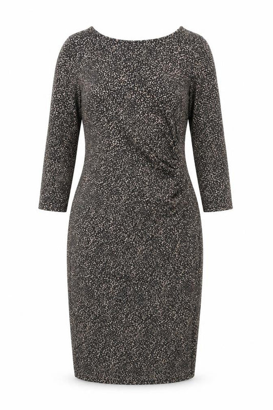 Oasis Women's Black Sheath Dress M, Geometric Pattern