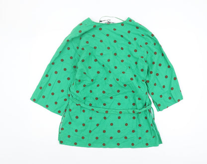 Zara Women's Green Polka Dot Wrap Blouse - Size S