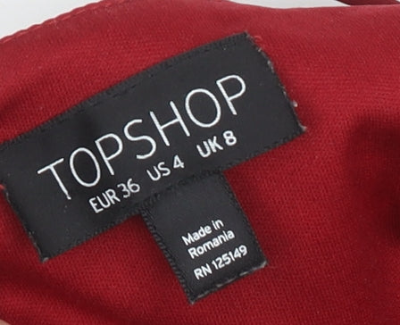 Topshop Women's Red Bodycon Lace Midi Dress Size 8