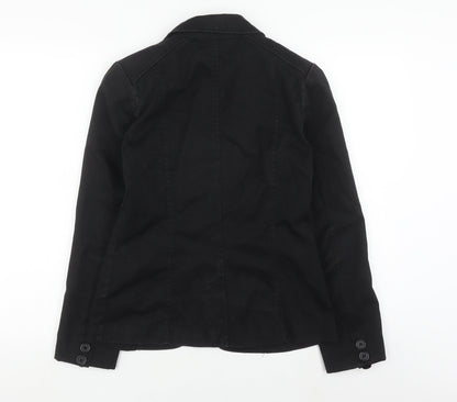 H&M Women's Black Regular Fit Blazer, Size 8, Notch Lapel