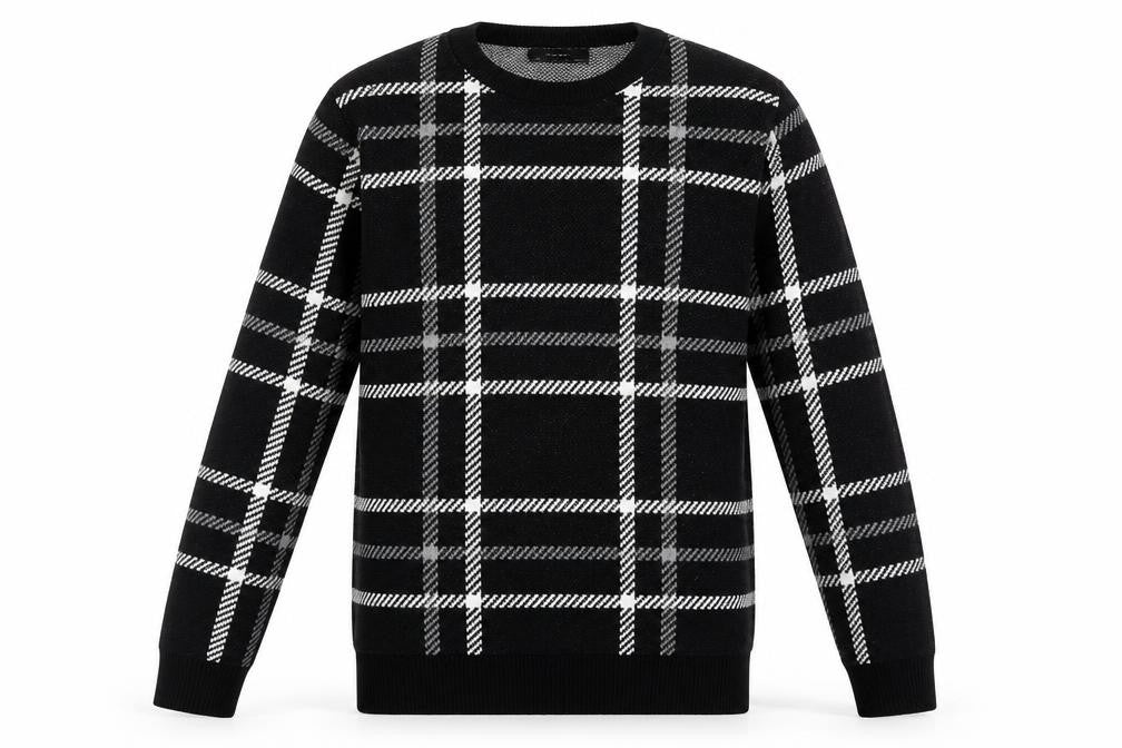 Zara Men's Black Check Pullover Jumper, Size M