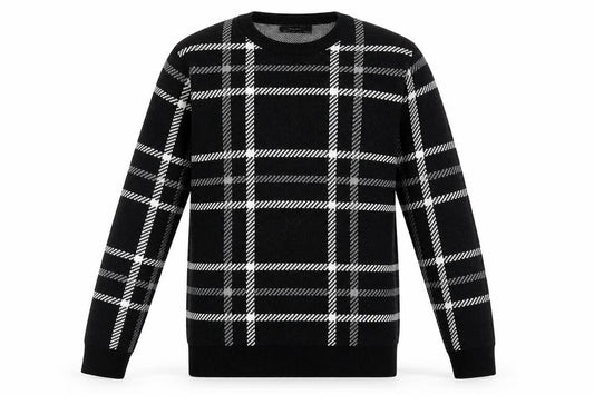 Zara Men's Black Check Pullover Jumper, Size M
