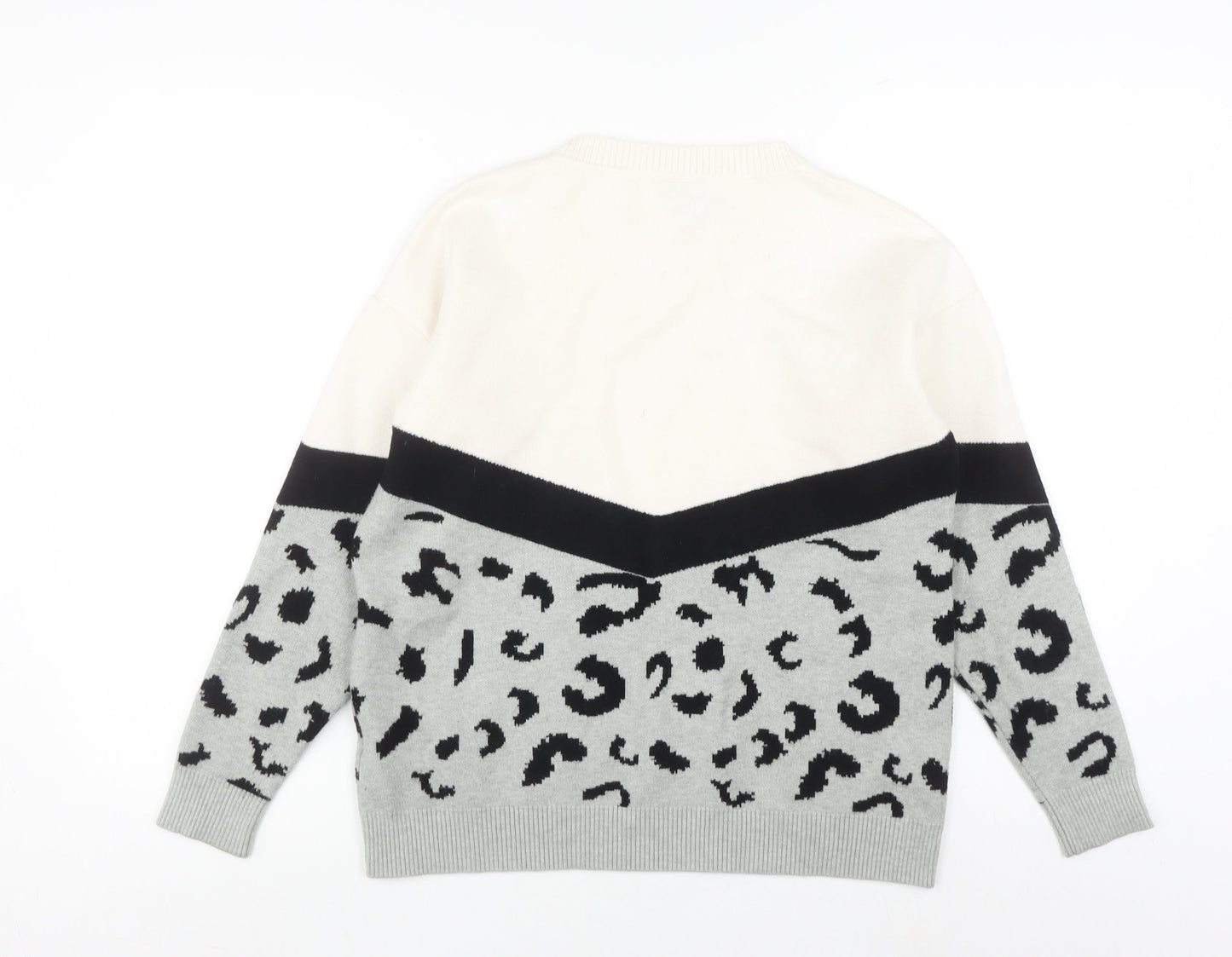 Izabel London Women's Grey Animal Print Jumper S