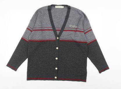 Holmewood Women's Grey Striped Cardigan Size 14