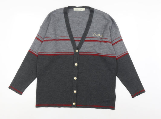 Holmewood Women's Grey Striped Cardigan Size 14