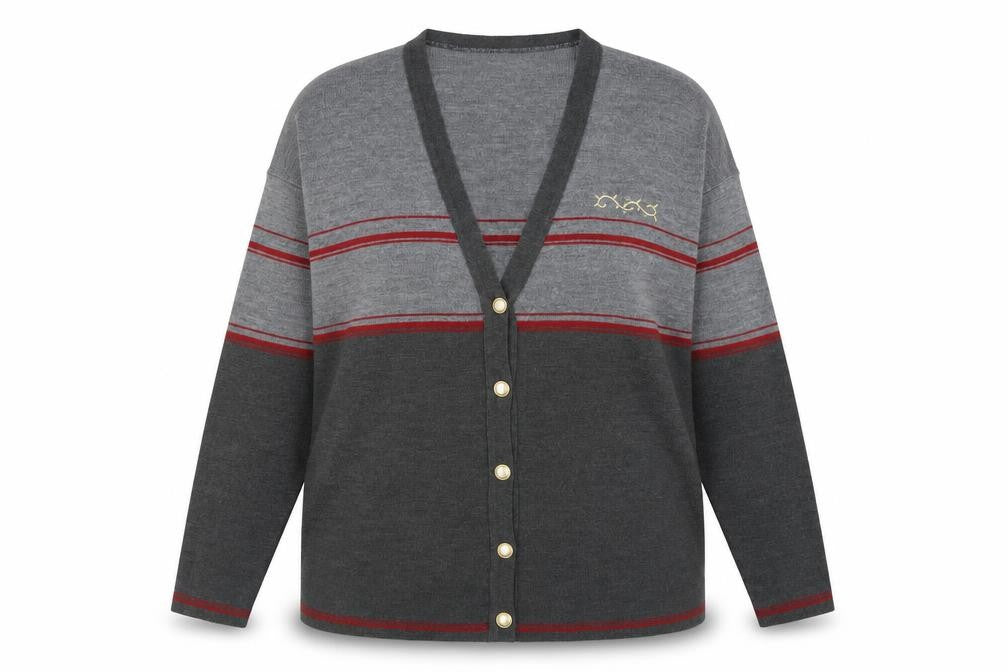 Holmewood Women's Grey Striped Cardigan Size 14
