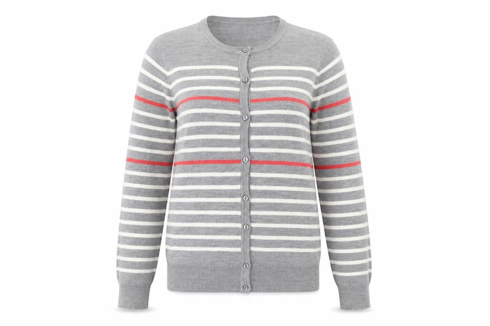 Topvalu Women's Grey Striped Cardigan M