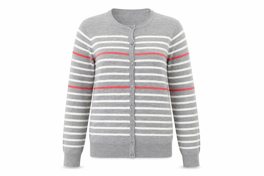 Topvalu Women's Grey Striped Cardigan M