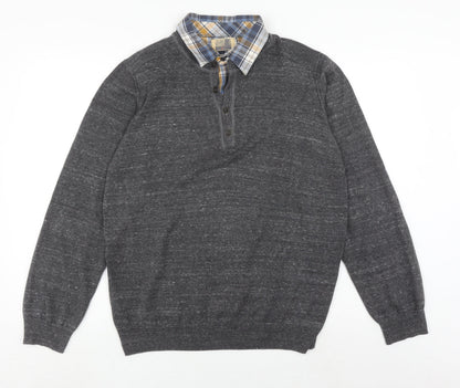 North Coast Men's Grey Henley Jumper Large