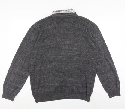North Coast Men's Grey Henley Jumper Large