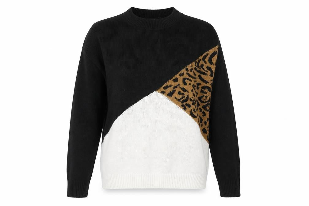Boohoo Women's Black Animal Print Pullover Jumper S