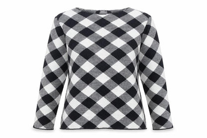 Dorothy Perkins Women's Black Check Jumper, Size 14