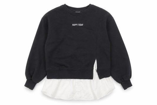 Front view of Zara girls’ black crew neck sweatshirt 11-12 years
