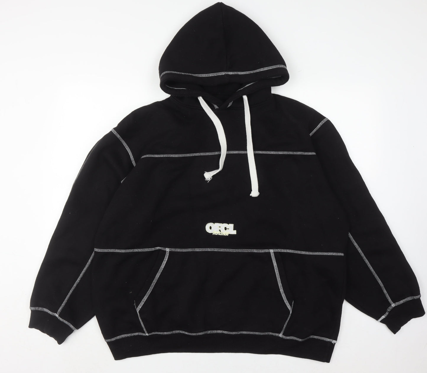boohooMAN Men's Black M Pullover Hoodie with Logo