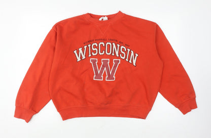 H&M Womens Red Wisconsin Pullover Sweatshirt S