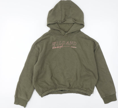 Additional front view of Garcia girls’ green pullover hoodie 11-12 years