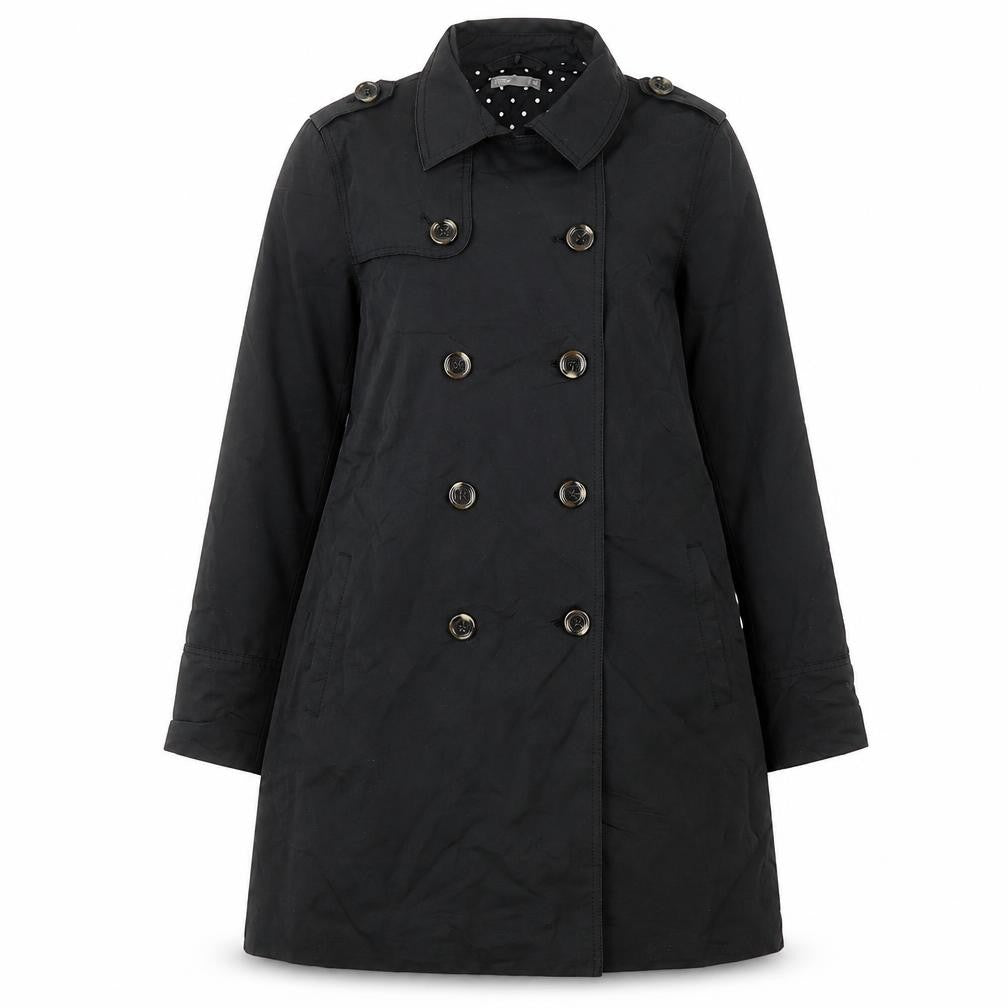 Tex Women's Black Trench Coat Size 14 Button Accents