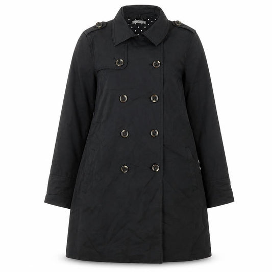 Tex Women's Black Trench Coat Size 14 Button Accents