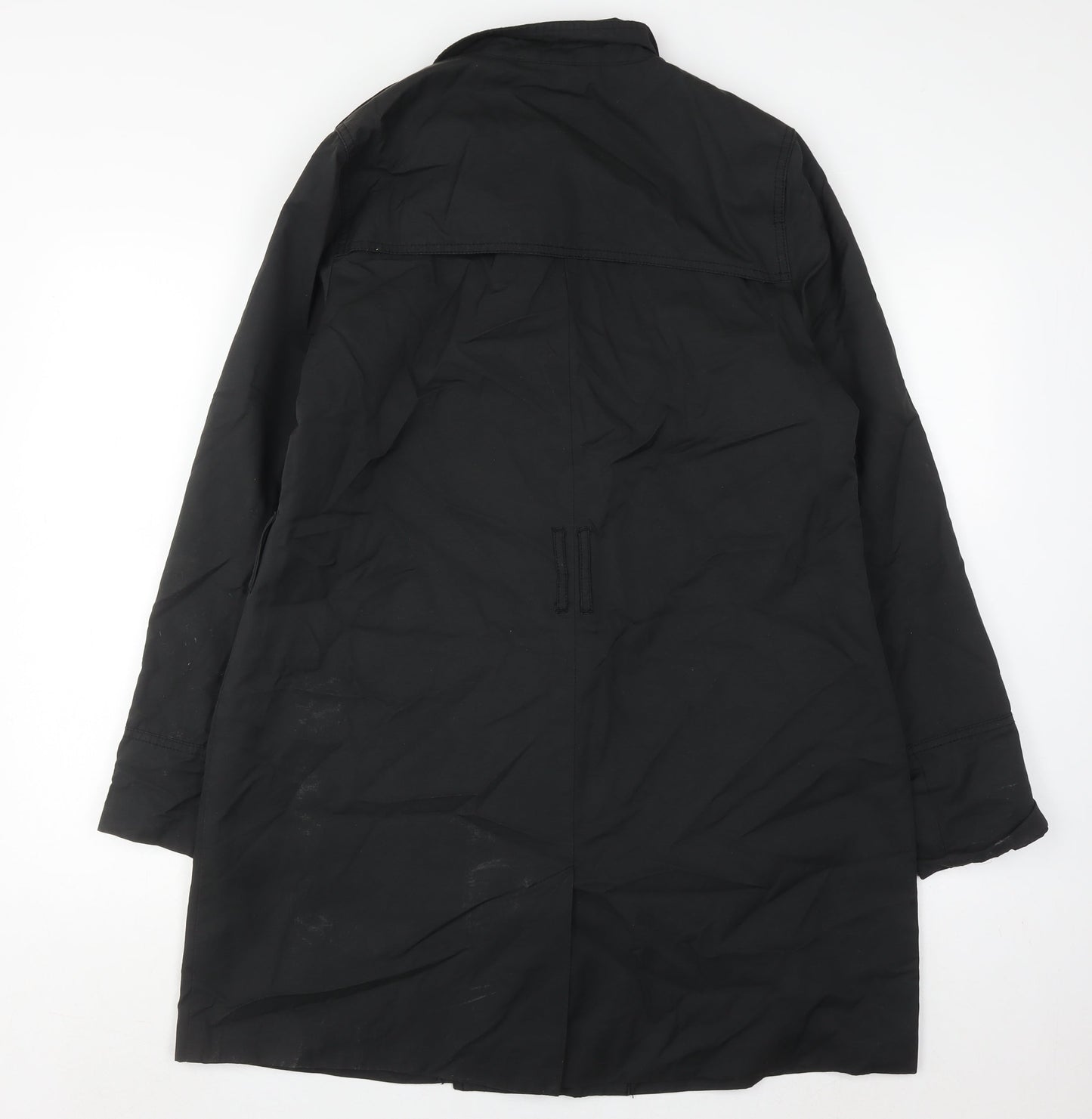 Tex Women's Black Trench Coat Size 14 Button Accents