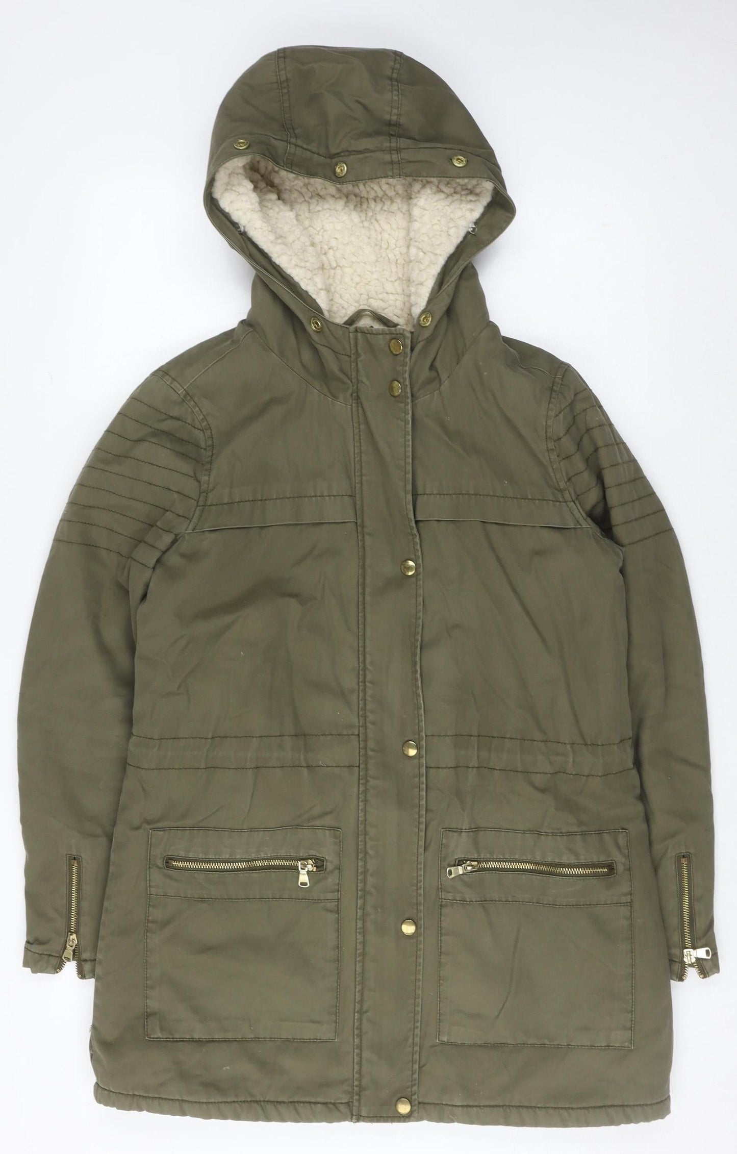 Miss Selfridge Women's Green Parka Jacket Size 12