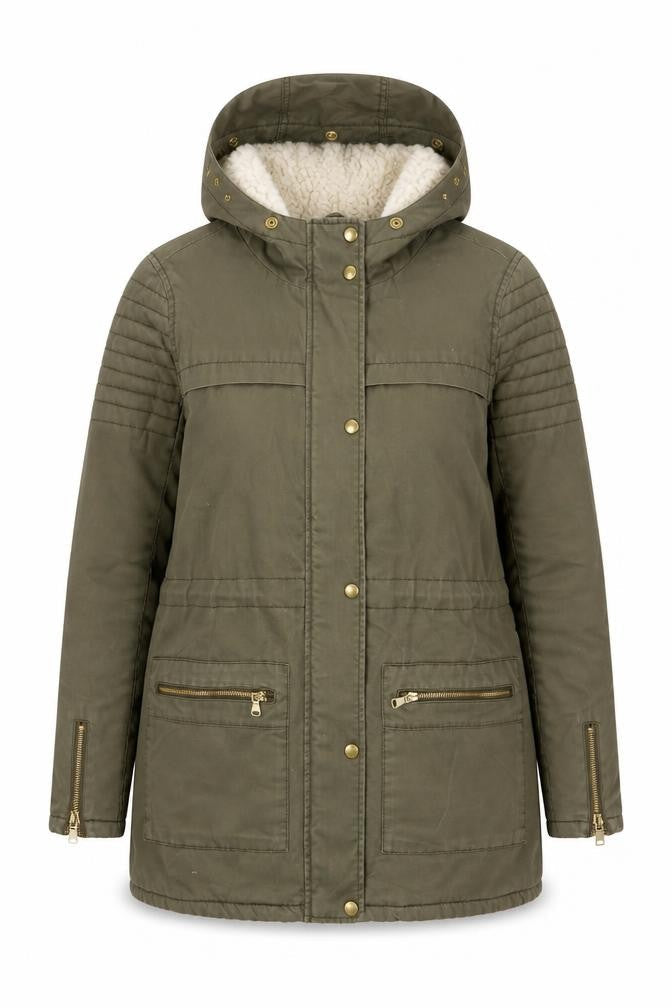 Miss Selfridge Women's Green Parka Jacket Size 12