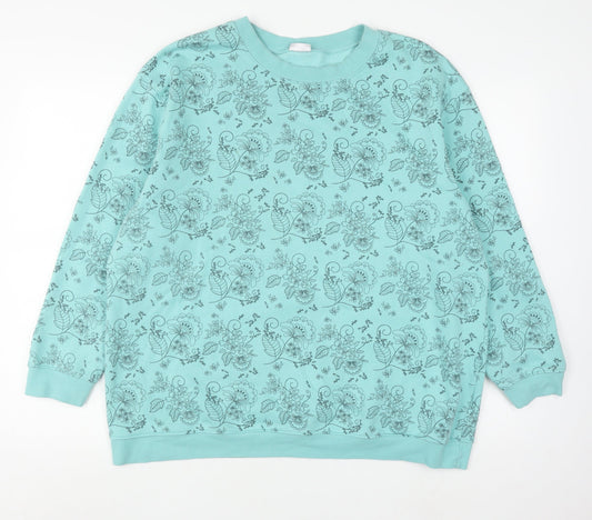 Damart Women's XL Blue Floral Pullover Sweatshirt
