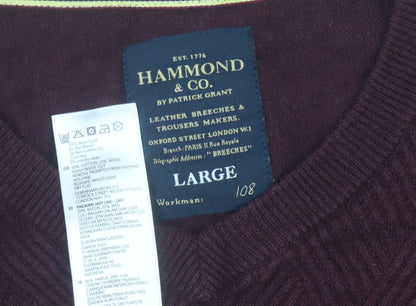 Close-up detail of Hammond & Co. Men's Red V-Neck jumper L