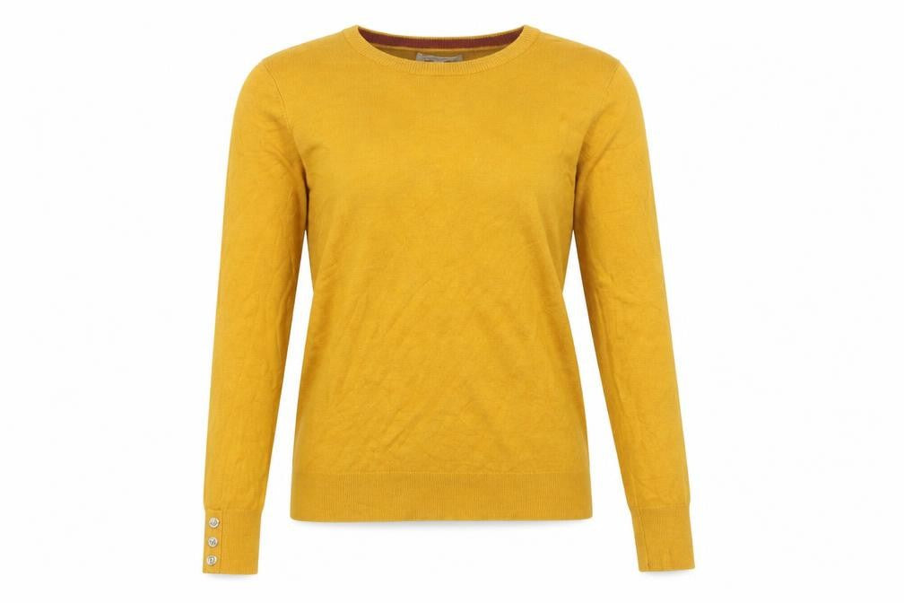 Warehouse Women's Yellow Knit Jumper, Size 6, Round Neck