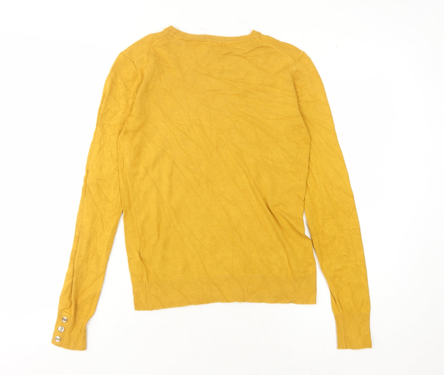 Warehouse Women's Yellow Knit Jumper, Size 6, Round Neck