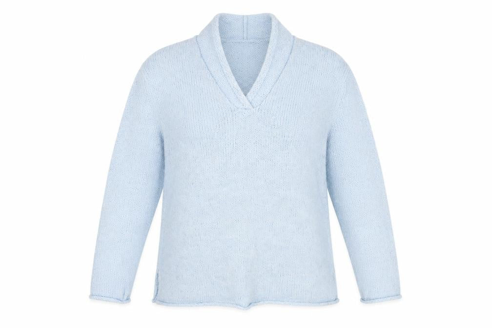 Phase Eight Women's Blue V-Neck Cotton Pullover Jumper