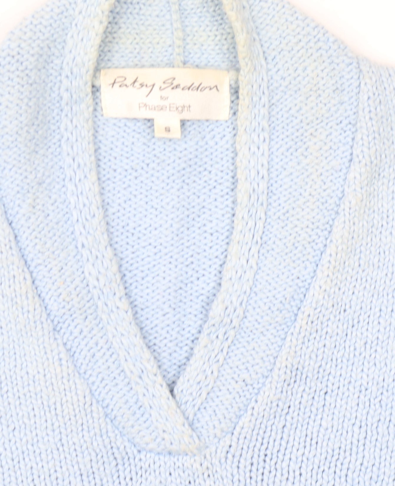 Phase Eight Women's Blue V-Neck Cotton Pullover Jumper