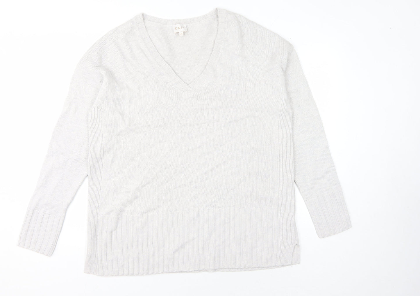 EAST Women's Ivory V-Neck Pullover Jumper L