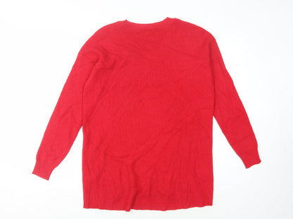 Back view of Roman Women's Red V-Neck jumper, size 16