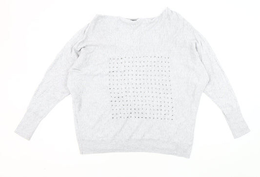 Mint Velvet Women's Grey Dolman Sleeve Pullover Jumper L
