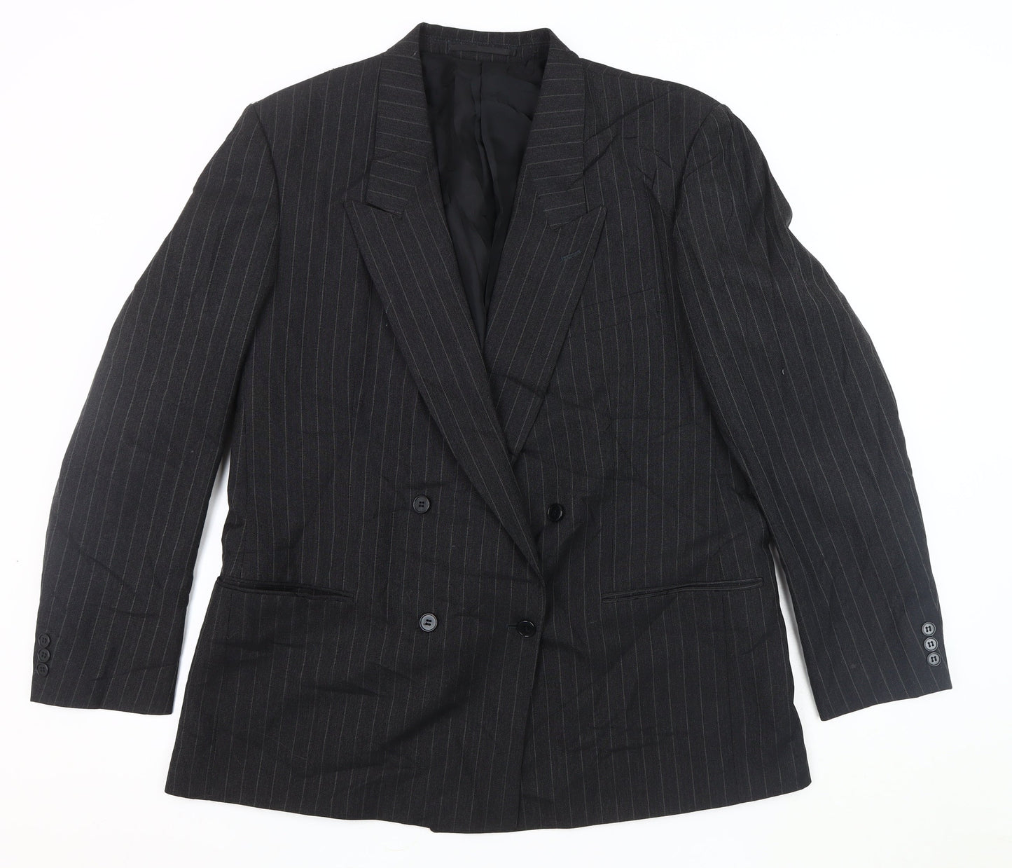 Canda Black Men's Striped Blazer 44 Mid-Length