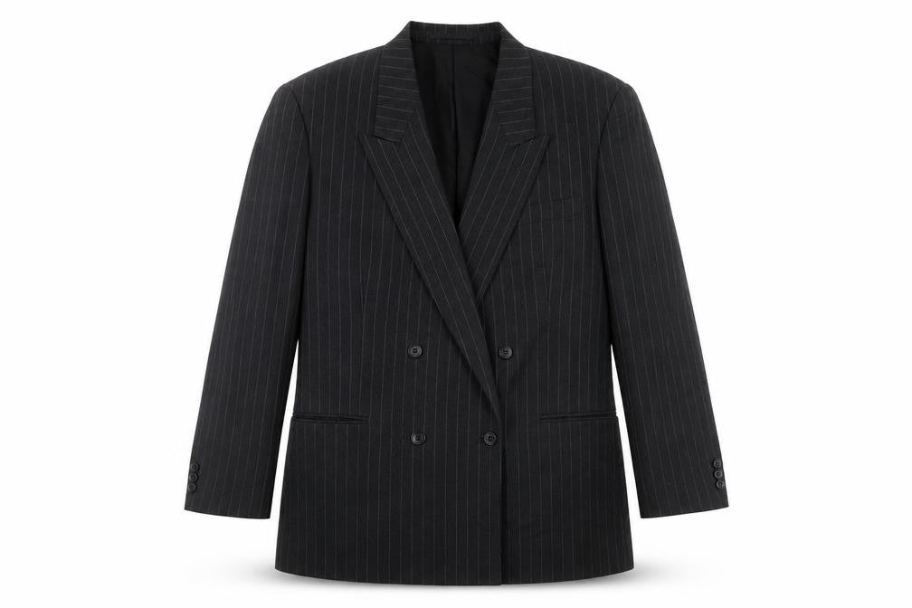 Canda Black Men's Striped Blazer 44 Mid-Length