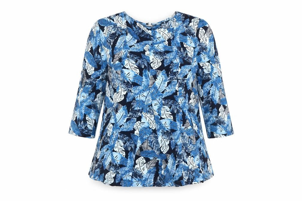 Dash Women's Blue Floral Tunic Blouse Size 14