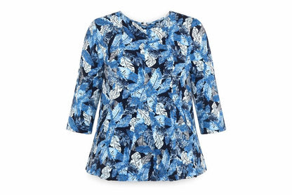 Dash Women's Blue Floral Tunic Blouse Size 14