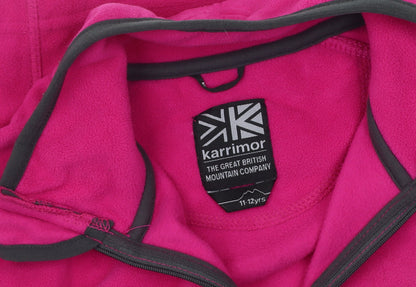 Close-up detail of Karrimor girls’ pink fleece pullover sweatshirt 11-12 years