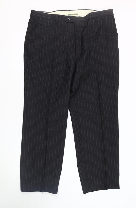 Canda Men's Black Striped Dress Pants, Medium